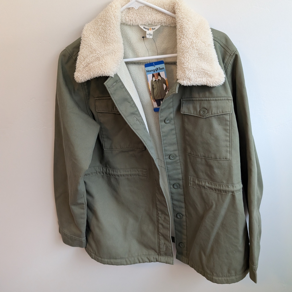 Hang Ten Olive Jacket with Cream Shearling